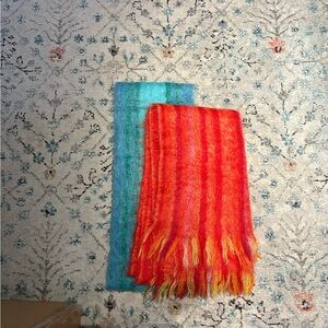 2 Vibrant Mohair Scarves
